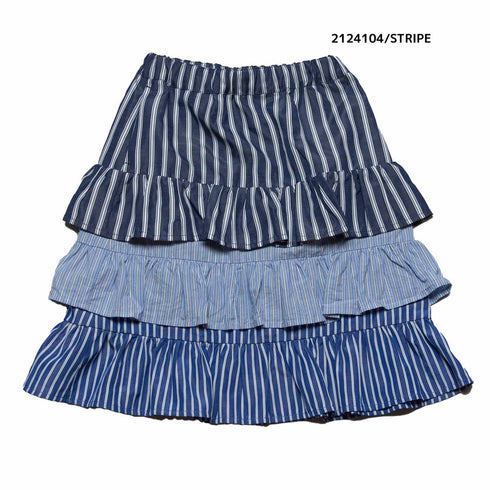 【130~150】 ストライプ/花柄ティアードスカート ★2124104j★キッズサイズ 子供服